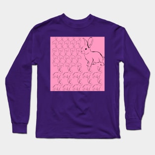 Rose Pink Bunny Rabbits Long Sleeve T-Shirt